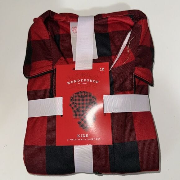 🔥Wondershop Unisex Toddler Buffalo Check Matching Family 2-Pc Pajama- (Red, 12 - Picture 3 of 4